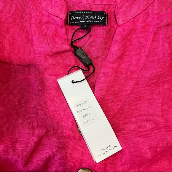 Flora Ashley NEW 9332 Hot Pink Linen Tunic Top SZ S - Picture 5 of 9